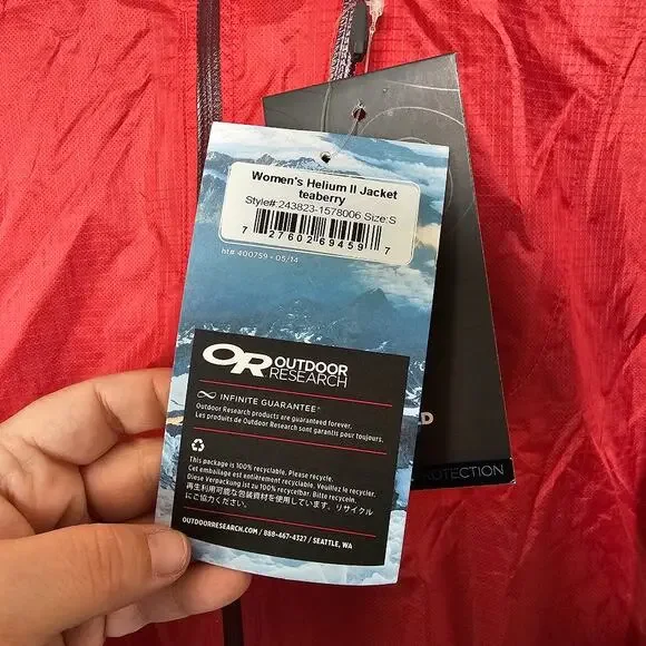 NWT Outdoor Research Red Helium II jacket light weight rain jacket Size S P - Picture 3 of 5